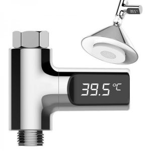 JUDIFQ ههههههههه Loskii LW-101 LED Display Home Water Shower Thermometer Flow Self-Generating Electricity Water Temperture Meter Monitor Energy Sma
